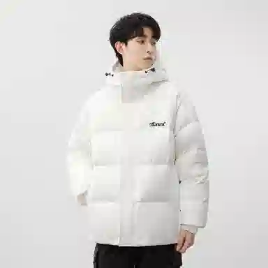 鸭鸭 百搭纯色户外蓬松保暖抗寒加厚耐磨防风锁温舒适亲肤简约连帽拉链长袖面包服羽绒服 男女同款