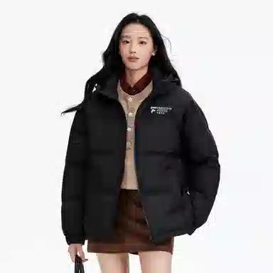 鸭鸭 冬季连帽外套创意字母设计经典基础款百搭保暖潮流时尚休闲户外通勤撞色棉衣羽绒服 男女同款