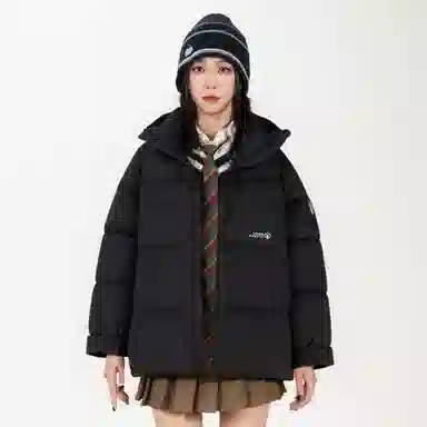 鸭鸭 冬季连帽外套经典袖标印花时尚设计潮流休闲百搭防风防寒户外运动通勤蓬松舒适保暖棉衣羽绒服 男女同款