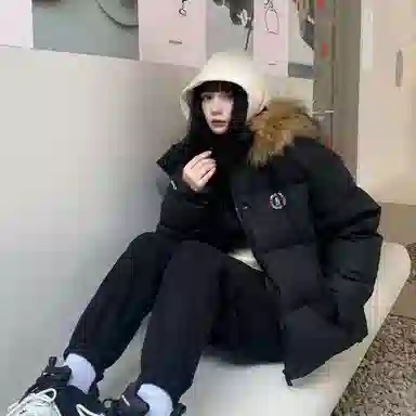 鸭鸭 美式复古风潮流可拆卸毛领加厚棉服短款版型耐磨面料保暖舒适时尚拉链学院风连帽外套显瘦潮流无性别宽松百搭长袖羽绒服 男女同款