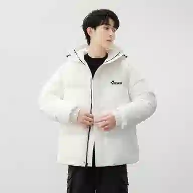 鸭鸭 户外防风纯色加厚保暖锁温连帽抗寒宽松拉链舒适面包服羽绒服 男女同款