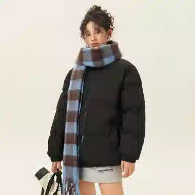 鸭鸭 美式幻影渐变新年战袍加厚保暖鸭绒休闲宽松立领短款无帽暗黑外套羽绒服 男女同款