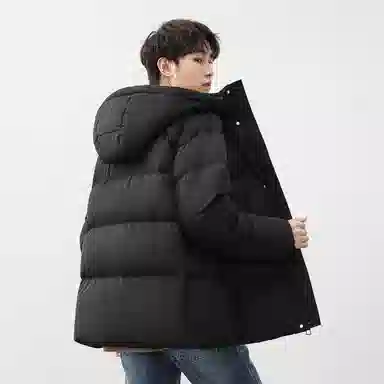 鸭鸭 百搭纯色户外蓬松保暖抗寒加厚耐磨防风锁温舒适亲肤简约连帽拉链长袖面包服羽绒服 男女同款