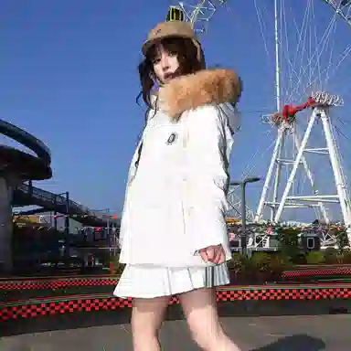 鸭鸭 美式复古风潮流可拆卸毛领加厚棉服短款版型耐磨面料保暖舒适时尚拉链学院风连帽外套显瘦潮流无性别宽松百搭长袖羽绒服 男女同款