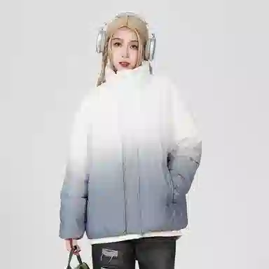 鸭鸭 美式幻影渐变新年战袍加厚保暖鸭绒休闲宽松立领短款无帽暗黑外套羽绒服 男女同款