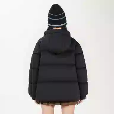 鸭鸭 冬季连帽外套经典袖标印花时尚设计潮流休闲百搭防风防寒户外运动通勤蓬松舒适保暖棉衣羽绒服 男女同款