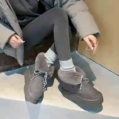 保暖耐磨增高 时尚甜美休闲学院风厚底柔软两穿 短筒 雪地靴 女款