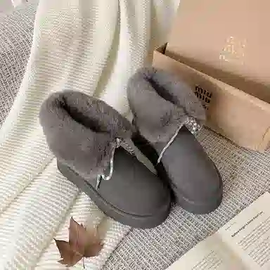 保暖耐磨增高 时尚甜美休闲学院风厚底柔软两穿 短筒 雪地靴 女款