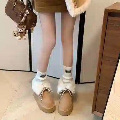 保暖耐磨增高 时尚甜美休闲学院风厚底柔软两穿 短筒 雪地靴 女款