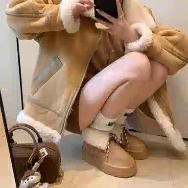 保暖耐磨增高 时尚甜美休闲学院风厚底柔软两穿 短筒 雪地靴 女款