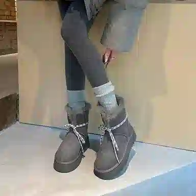 保暖耐磨增高 时尚甜美休闲学院风厚底柔软两穿 短筒 雪地靴 女款