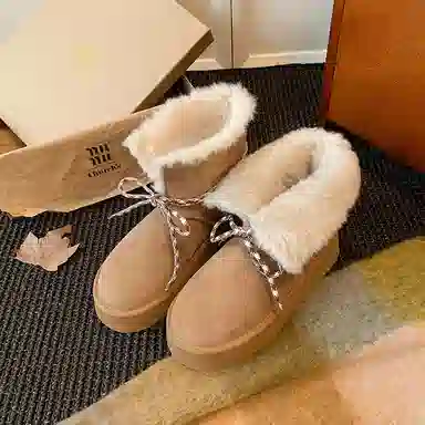 保暖耐磨增高 时尚甜美休闲学院风厚底柔软两穿 短筒 雪地靴 女款