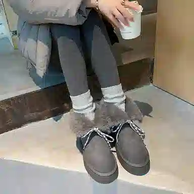 保暖耐磨增高 时尚甜美休闲学院风厚底柔软两穿 短筒 雪地靴 女款