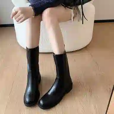 牛皮 复古百搭西部牛仔风骑士 短靴 女款