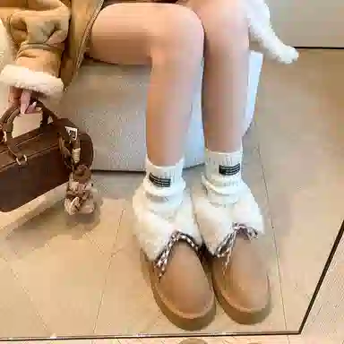 保暖耐磨增高 时尚甜美休闲学院风厚底柔软两穿 短筒 雪地靴 女款