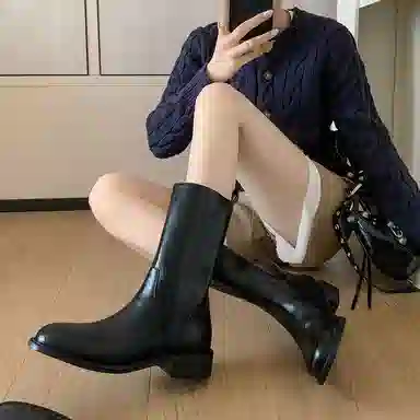 牛皮 复古百搭西部牛仔风骑士 短靴 女款