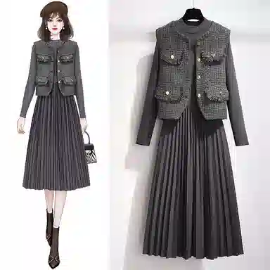 THREE Elegant Tweed Set Dress