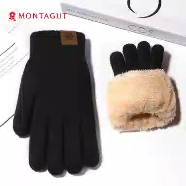 梦特娇 加绒加厚 毛绒 绒线手套 男女同款情侣款