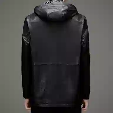 Pierre Cardin Hooded Leather Coat Black