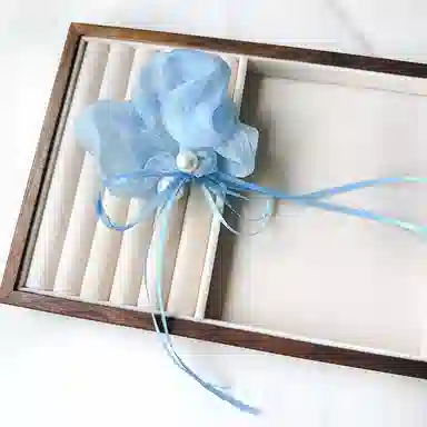 蒙妮 森系蝴蝶结飘带珍珠发绳氛围感#好运 布艺 发圈 女款