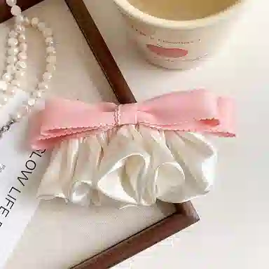 蒙妮 缎面蝴蝶结褶皱侧边夹 涤纶 发夹 女款