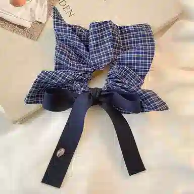 蒙妮 韩系格子蝴蝶结飘带超大号#好运 布艺 发圈/头绳 女款