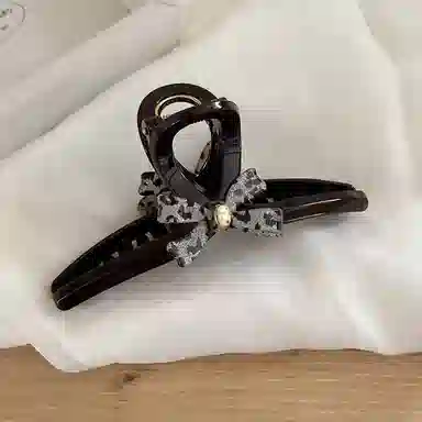 蒙妮 复古豹纹蝴蝶结 亚克力 发夹 女款