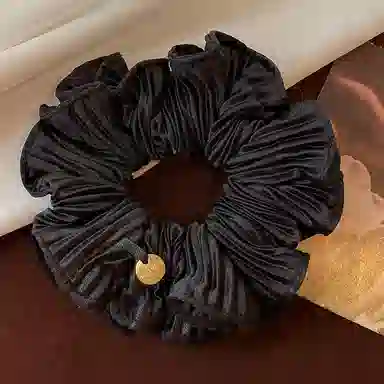 蒙妮 韩系温柔褶皱金标大肠圈 布艺 发圈 女款