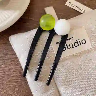 蒙妮 日常通勤三齿梳珍珠簪子 树脂 发簪 女款