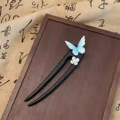 蒙妮 复古玉兰蝴蝶步摇国风 木 发簪 女款