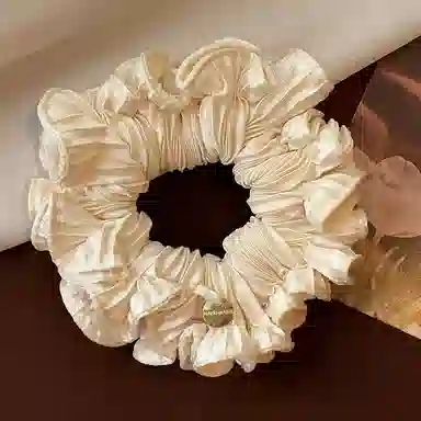 蒙妮 韩系温柔褶皱金标大肠圈 布艺 发圈 女款