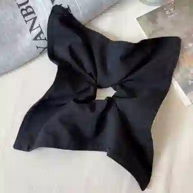 蒙妮 简约牛仔风纯色方巾 布艺 发圈 女款