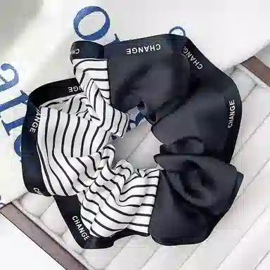 蒙妮 韩系气质 拼色条纹高级感 布艺 发圈 女款