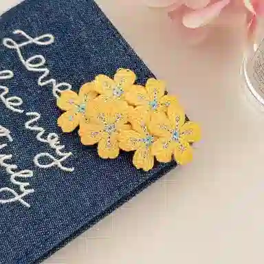 蒙妮 森系甜美刺绣花朵 布艺 发夹 女款