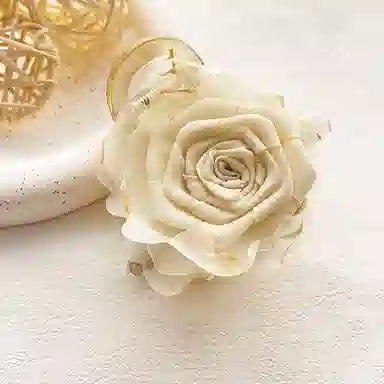 蒙妮 新中式玫瑰干枯花朵 布艺 发夹 女款