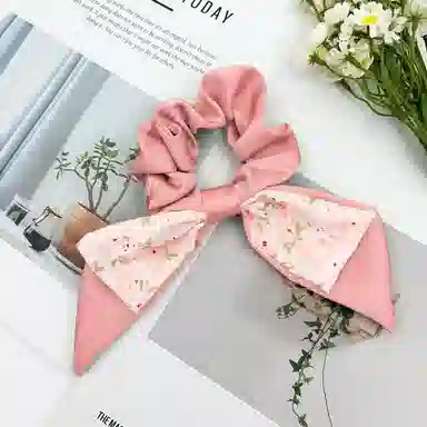 蒙妮 超仙碎花蝴蝶结飘带 布艺 发圈 女款