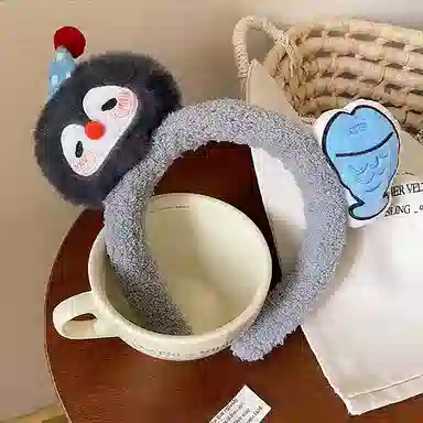 蒙妮 创意卡通企鹅小鱼毛绒头箍可爱少女发卡 树脂/绒布 发箍 男女同款情侣款