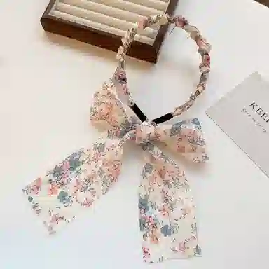 蒙妮 超仙田园小碎花飘带头箍高颅顶时尚发卡 亚克力 布艺 发箍 女款