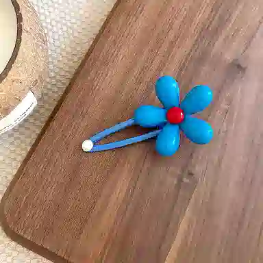 蒙妮 甜美蓝色小花鸭嘴夹 合金 发夹 女款