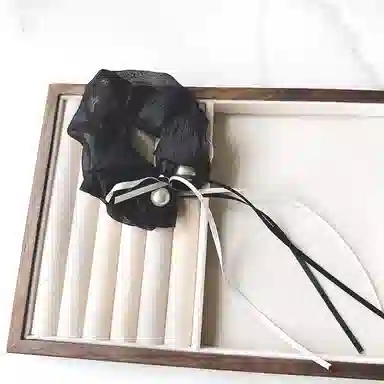 蒙妮 森系蝴蝶结飘带珍珠发绳氛围感#好运 布艺 发圈 女款