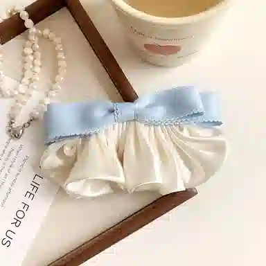 蒙妮 缎面蝴蝶结褶皱侧边夹 涤纶 发夹 女款