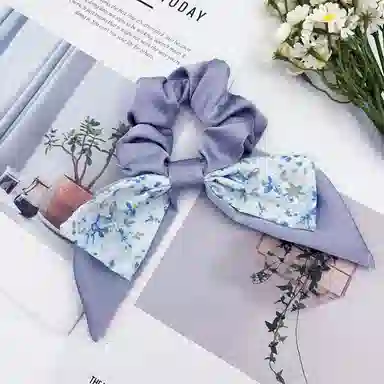 蒙妮 超仙碎花蝴蝶结飘带 布艺 发圈 女款