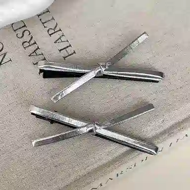 蒙妮 韩系时尚甜酷风公主头蝴蝶结鸭嘴夹#好运 皮质 发夹 女款