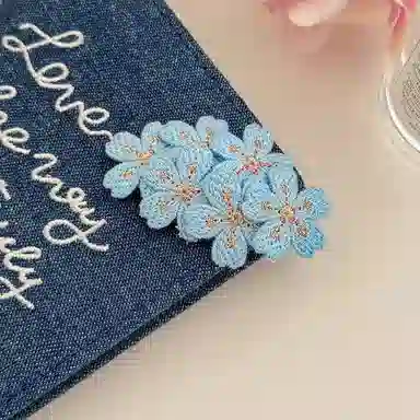 蒙妮 森系甜美刺绣花朵 布艺 发夹 女款