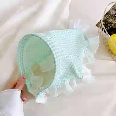 蒙妮 田园风蕾丝格子三角巾 布艺 发箍 女款