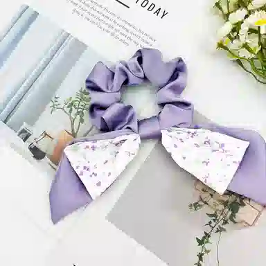 蒙妮 超仙碎花蝴蝶结飘带 布艺 发圈 女款