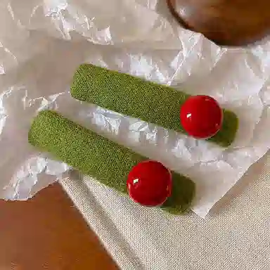 蒙妮 复古红珠撞色高端 布艺/合金 发夹 女款