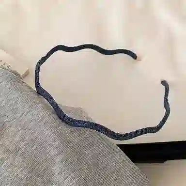 蒙妮 韩式极细波浪牛仔布头箍发卡 亚克力/布艺 发箍 女款