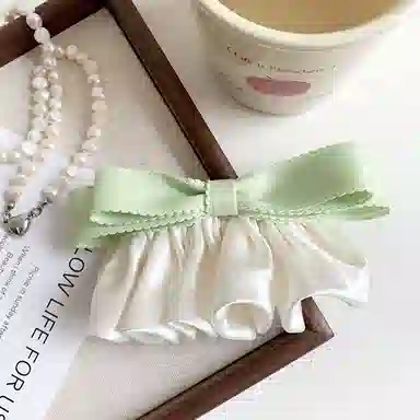 蒙妮 缎面蝴蝶结褶皱侧边夹 涤纶 发夹 女款
