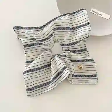 蒙妮 老钱风条纹超大方巾大肠圈 布艺 发圈 女款